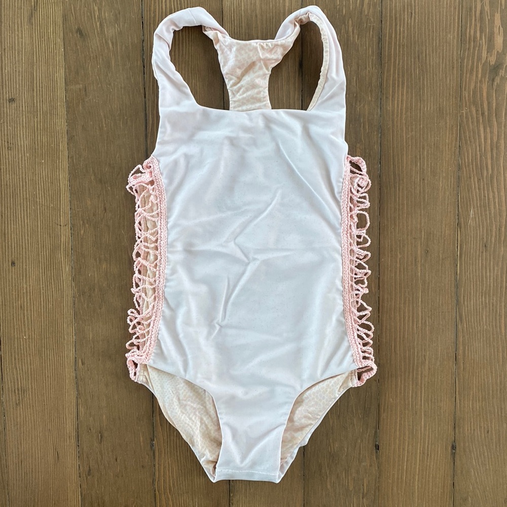 Acacia Honey one piece swimsuit crochet sides